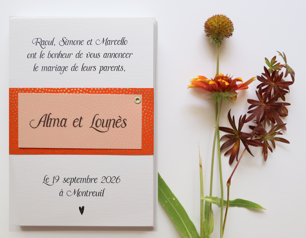 Faire part Alma et Lounès orange