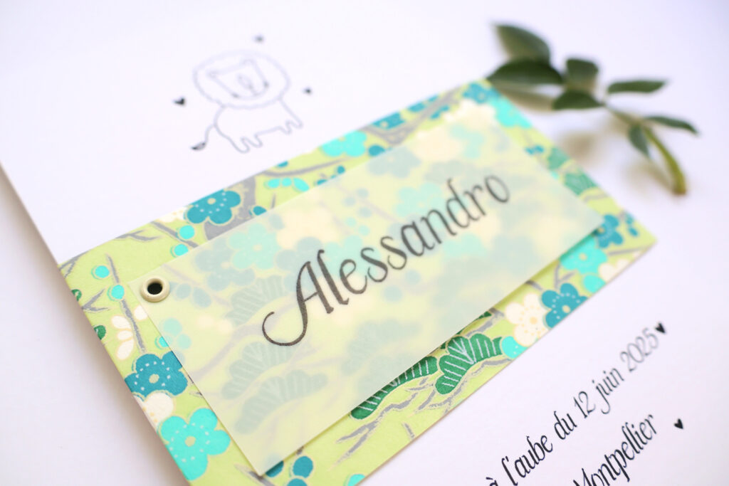 Faire-part Alessandro aux fleurs et feuilles